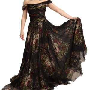 Dolce & Gabbana Floral Silk Off-Shoulder Long Dress