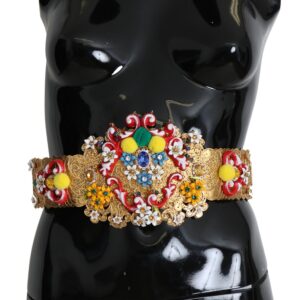 Dolce & Gabbana Gold-Tone Floral Crystal Waist Belt