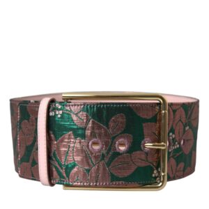 Dolce & Gabbana Multicolor Floral Jacquard Lurex Gold Buckle Belt