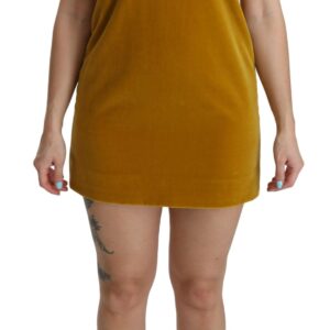 Dolce & Gabbana Mustard Velvet Shift Mini Dress