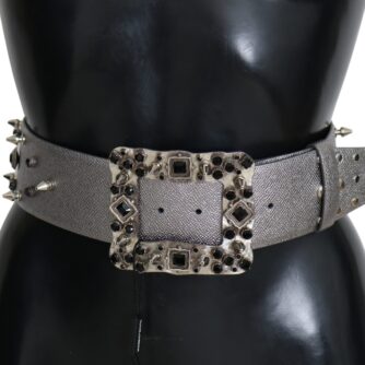 Dolce & Gabbana Stunning Silver Leather Crystal-Studded Belt