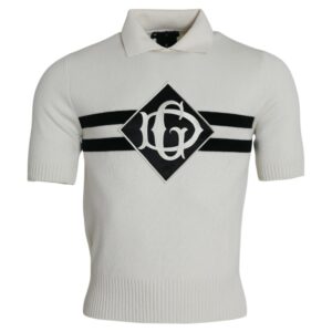 Dolce & Gabbana White DG Logo Collared Henley Shirt T-shirt