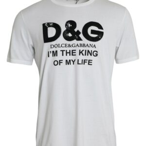 Dolce & Gabbana White D&G King Print Cotton Crewneck T-shirt