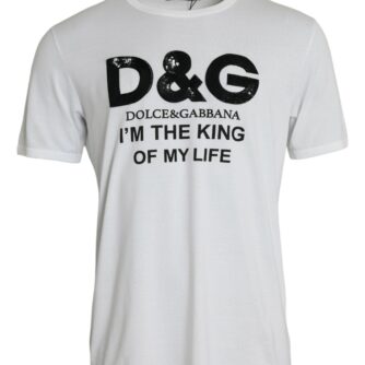 Dolce & Gabbana White D&G King Print Cotton Crewneck T-shirt