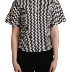 Dolce & Gabbana Zigzag Elegance Cotton Polo Top