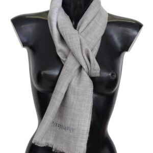 Elegant Beige Wool Silk Unisex Scarf