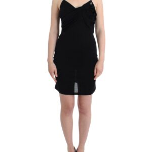 Elegant Black Jersey Knee-Length Dress