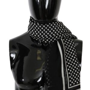 Elegant Black Silk Blend Polka Dotted Men's Scarf