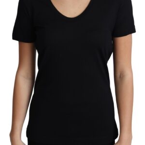 Elegant Black Wool Round Neck T-Shirt