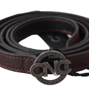 Elegant Brown Leather Belt with Rustic Hardware