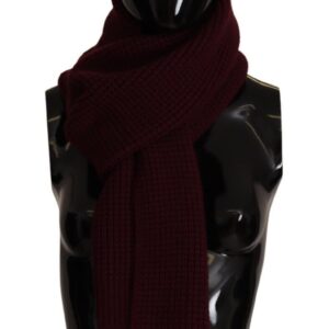 Elegant Cashmere Knit Scarf in Dark Red