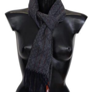 Elegant Cashmere Patterned Scarf with Logo Embroidery