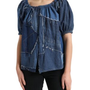 Elegant Cotton Denim Blouse Top