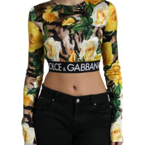 Elegant Floral Cropped Blouse Top