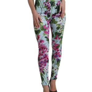 Elegant Floral High-Rise Leggings Pants