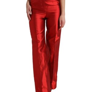 Elegant High Waist Wide Leg Silk Pants