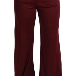 Elegant Maroon High Waist Wide Leg Trousers