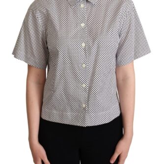 Elegant Polka Dot Cotton Polo Top