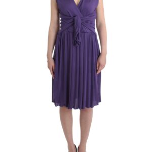 Elegant Purple Knee-Length Jersey Dress