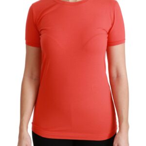 Elegant Red Crewneck Short Sleeve Tee