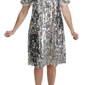 Elegant Silver A-Line Dress with Crystal Accents