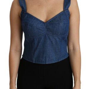 Elegant Sleeveless Bustier Top in Blue