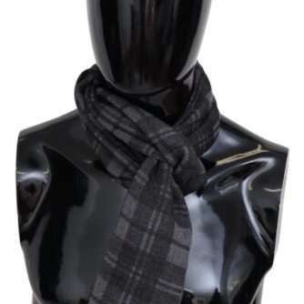 Elegant Unisex Plaid Wool Scarf with Logo Embroidery