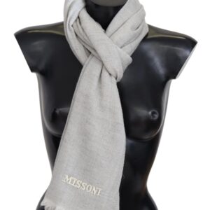 Elegant Wool Scarf with Signature Embroidery