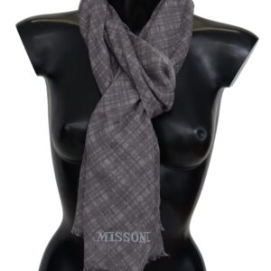 Elegant Wool Silk Blend Plaid Scarf