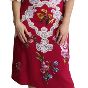 Floral Embroidered Sheath Midi Dress