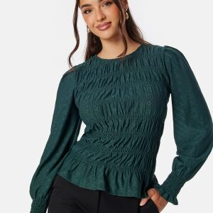 Happy Holly Long Sleeve Smock Top Dark green 36/38