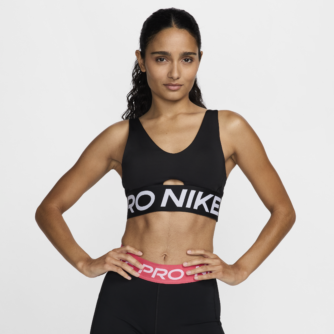 Nike Pro Indy Plunge-sports-bh med medium støtte og indlæg til kvinder - sort