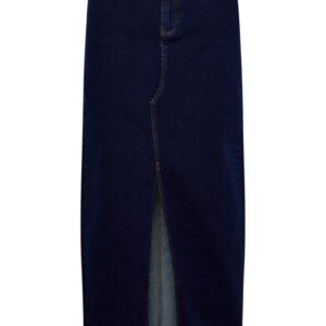 Pieces - Nederdel - PC Jessie HW Ankle Denim Skirt - Dark Blue Denim