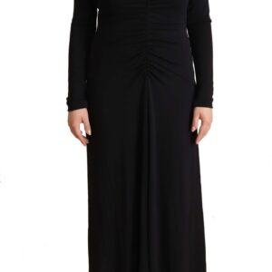 Pinko Elegant Black Nylon Stretch Maxi Dress