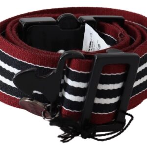 Striped Leather Fashion Belt in Black & Red