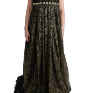 Sunflower Lace Crystal Maxi Shift Dress