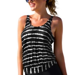 Wiki Kreta Tankini Top Sort Mønster E/F Medium Dame