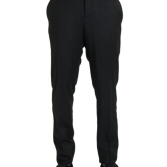 Dolce & Gabbana Black Silk Men Skinny Dress Pants