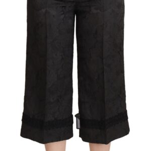 Dolce & Gabbana Elegant Black Brocade Cropped Pants