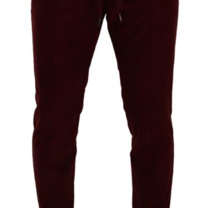 Dolce & Gabbana Elegant Bordeaux Velvet Dress Trousers