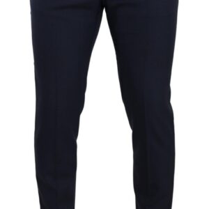 Dolce & Gabbana Elegant Dark Blue Slim-Fit Dress Pants