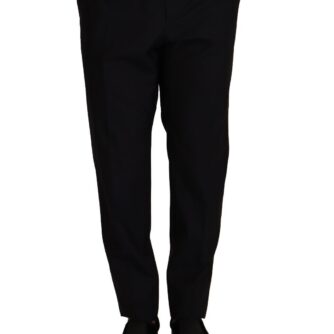 Dolce & Gabbana Elegant Dark Blue Wool Silk Tuxedo Trousers