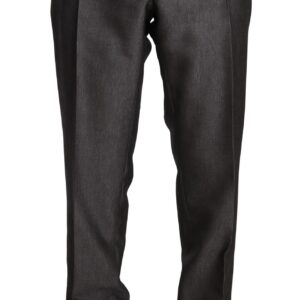 Dolce & Gabbana Elegant Patterned Gray Wool Blend Trousers