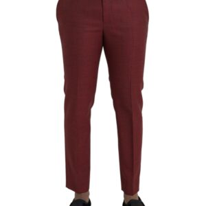 Dolce & Gabbana Maroon Wool Men Skinny Dress Pants