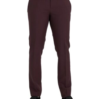 Dolce & Gabbana Maroon Wool Men Slim Fit Dress Pants