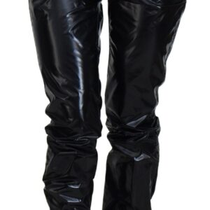 Dolce & Gabbana Sort Nylon Skinny Bukser & Jeans