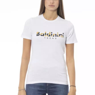 Baldinini Trend Crisp White Cotton Crew Neck Tee