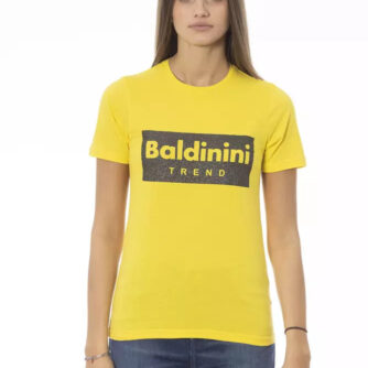 Baldinini Trend Sunshine Yellow Crew Neck Tee with Designer Print