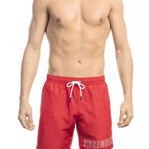 Bikkembergs Chic Red Swim Shorts with Print Detail