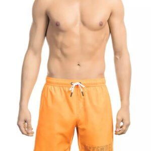 Bikkembergs Electric Orange Swim Shorts with Iconic Print